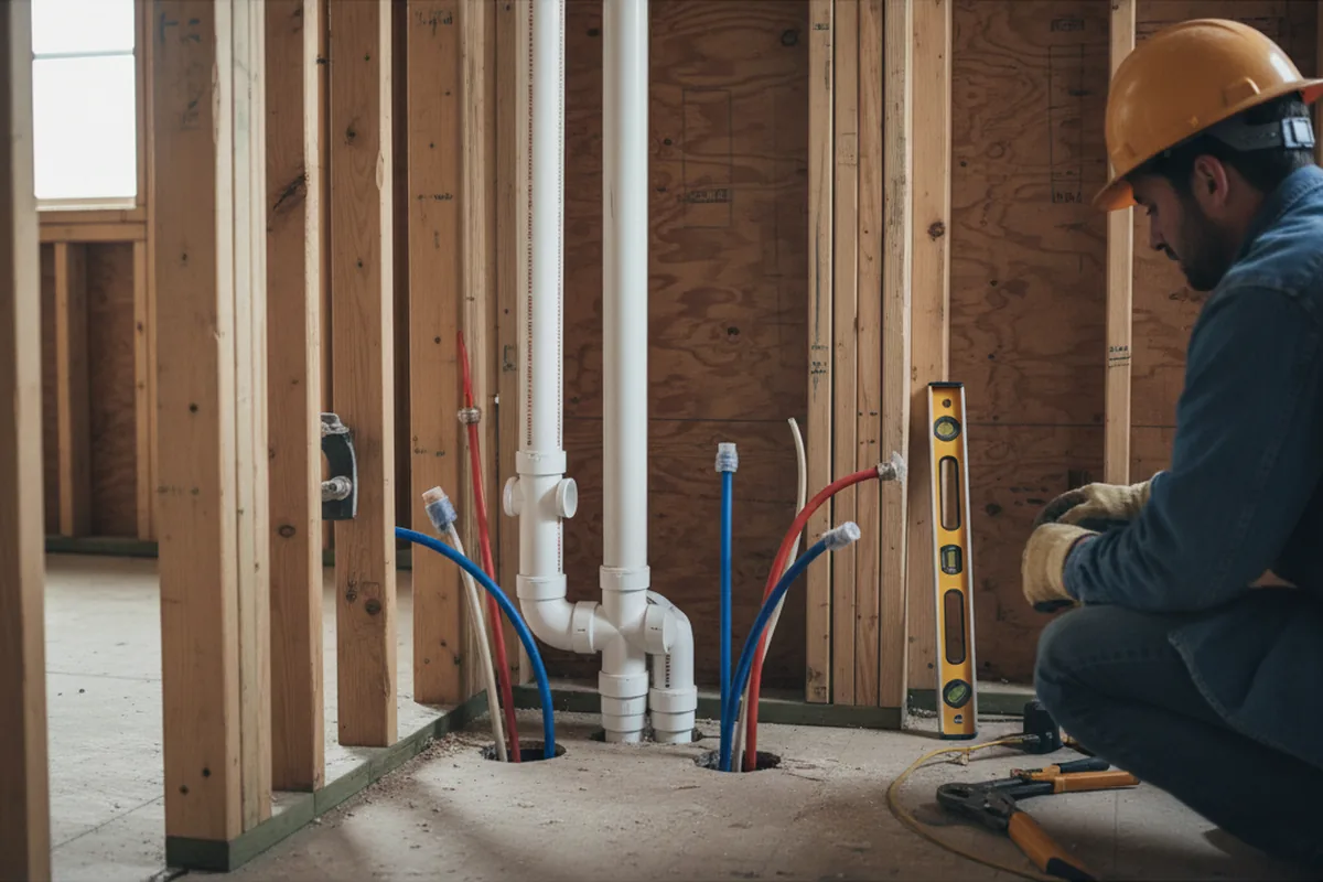 Drain and supply rough-in during Leak Detection in North East